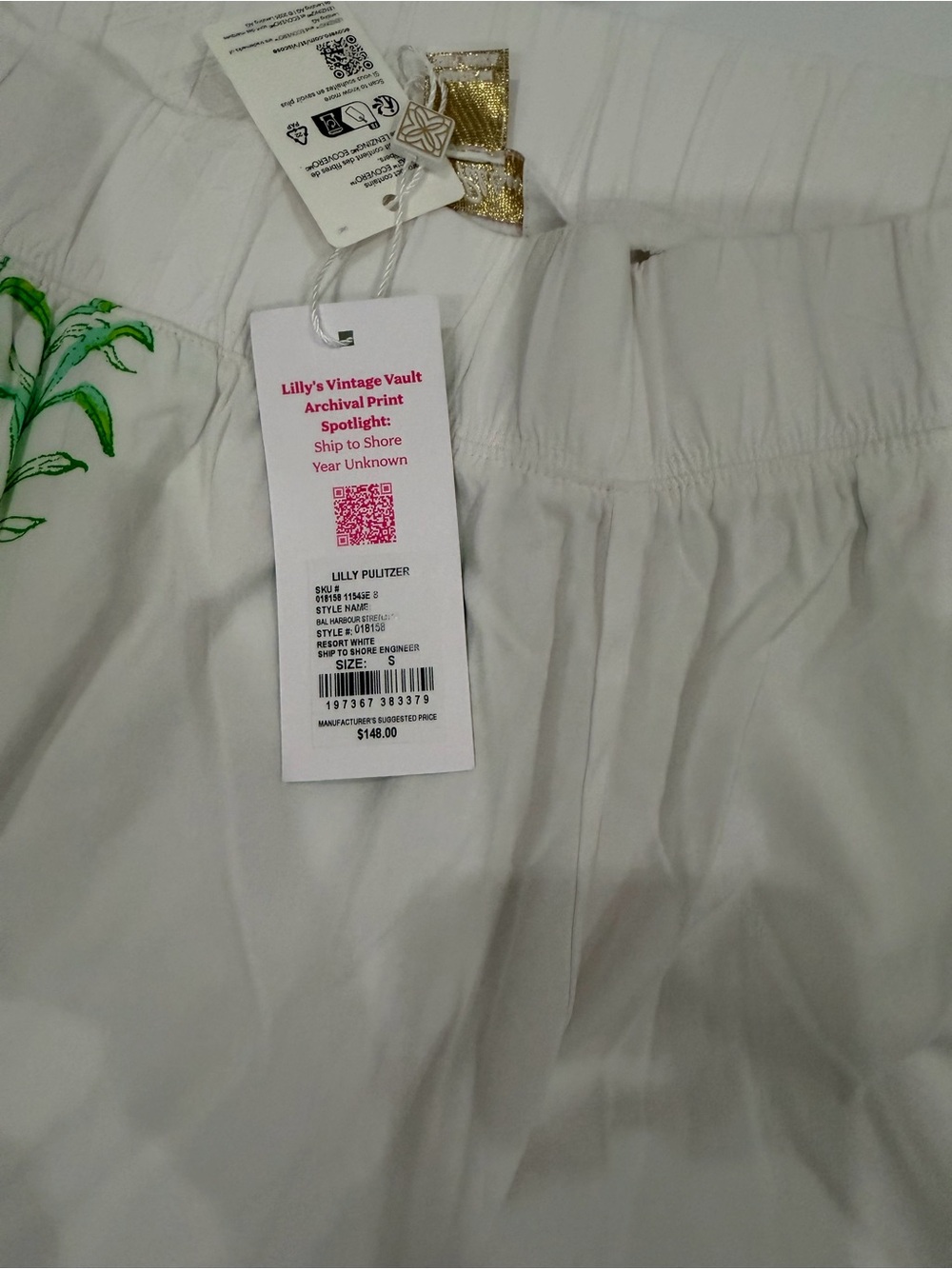 Lilly Pulitzer White Two-Piece Set with Green Print - Picture 4 of 5